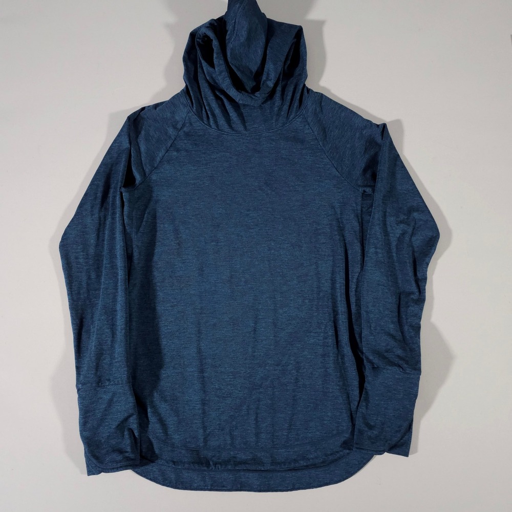 Athleta Hooded Top Womens Small Blue Heathered Long Sleeve Activewear Pullover